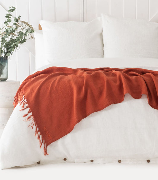 Bhumi Organic Cotton- Linen Throw - Rust