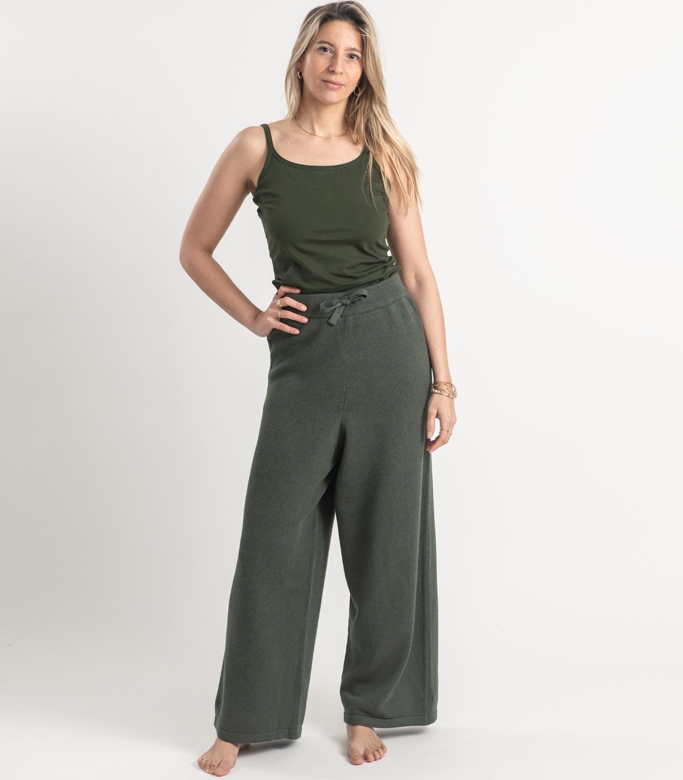 Bhumi Organic Cotton - Rib Knit Pant - Olive