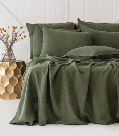 Bhumi Organic Cotton - Linen Sheet Set - Bronze Green