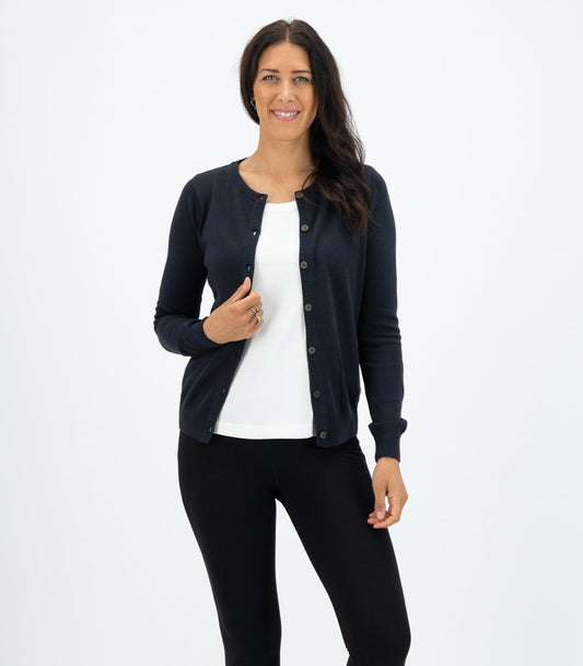 Bhumi Organic Cotton - Fine Knit Cardigan - Charcoal