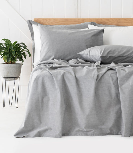 Bhumi Organic Cotton - Chambray Sheet Set - Charcoal Denim