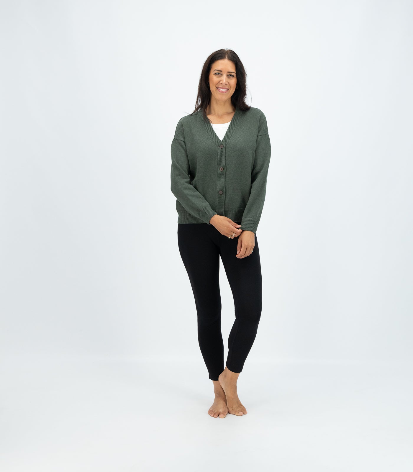 Bhumi Organic Cotton - Chunky Knit Cardigan - Olive