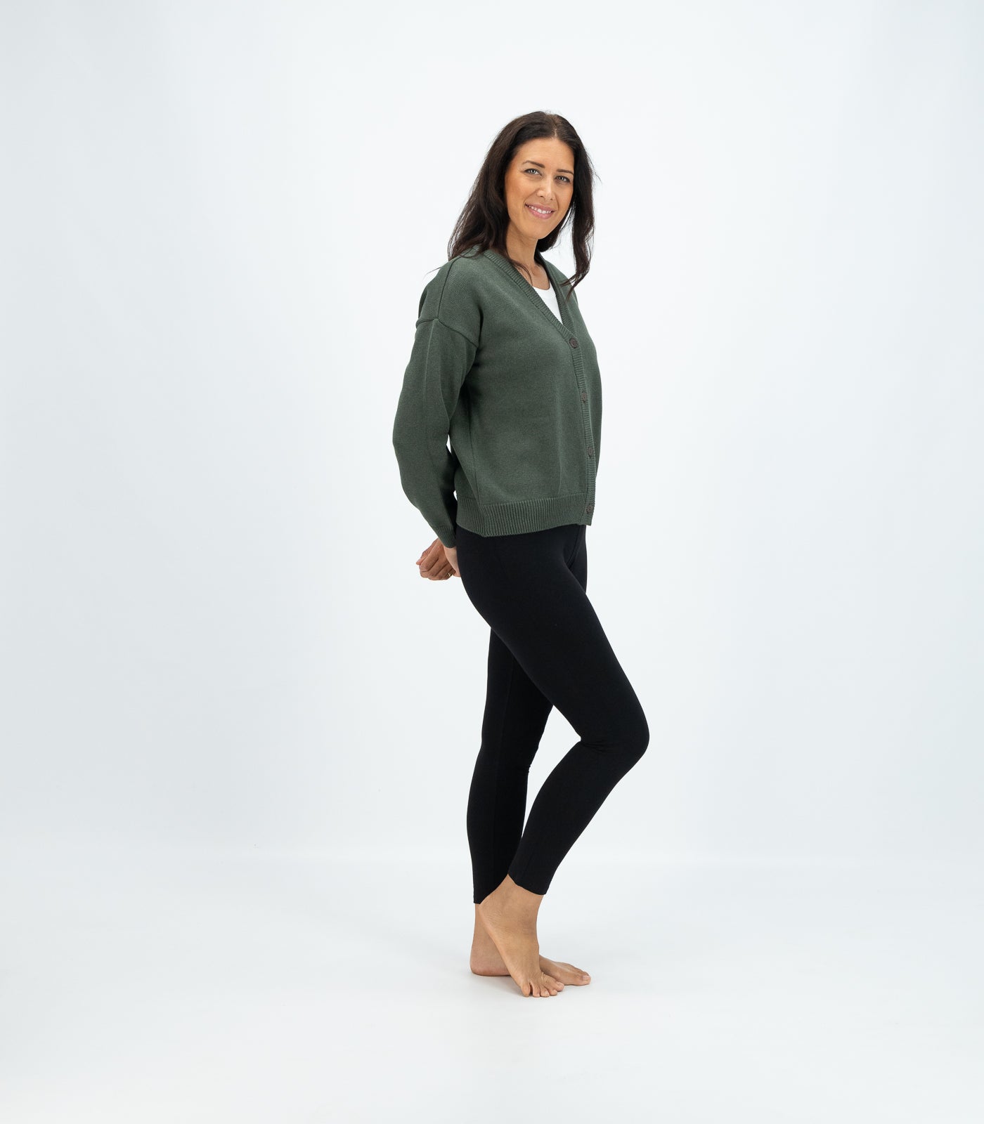 Bhumi Organic Cotton - Chunky Knit Cardigan - Olive