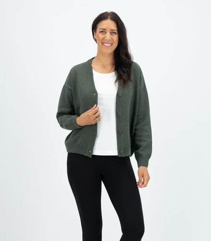 Bhumi Organic Cotton - Chunky Knit Cardigan - Olive