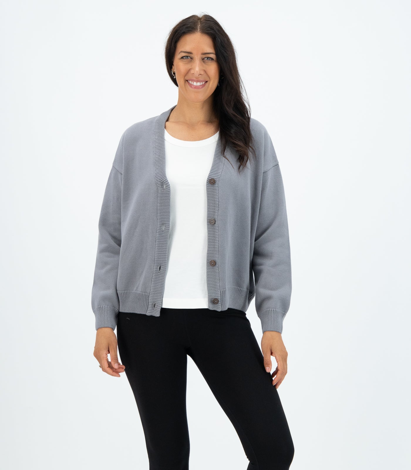 Bhumi Organic Cotton - Chunky Knit Cardigan - Titanium