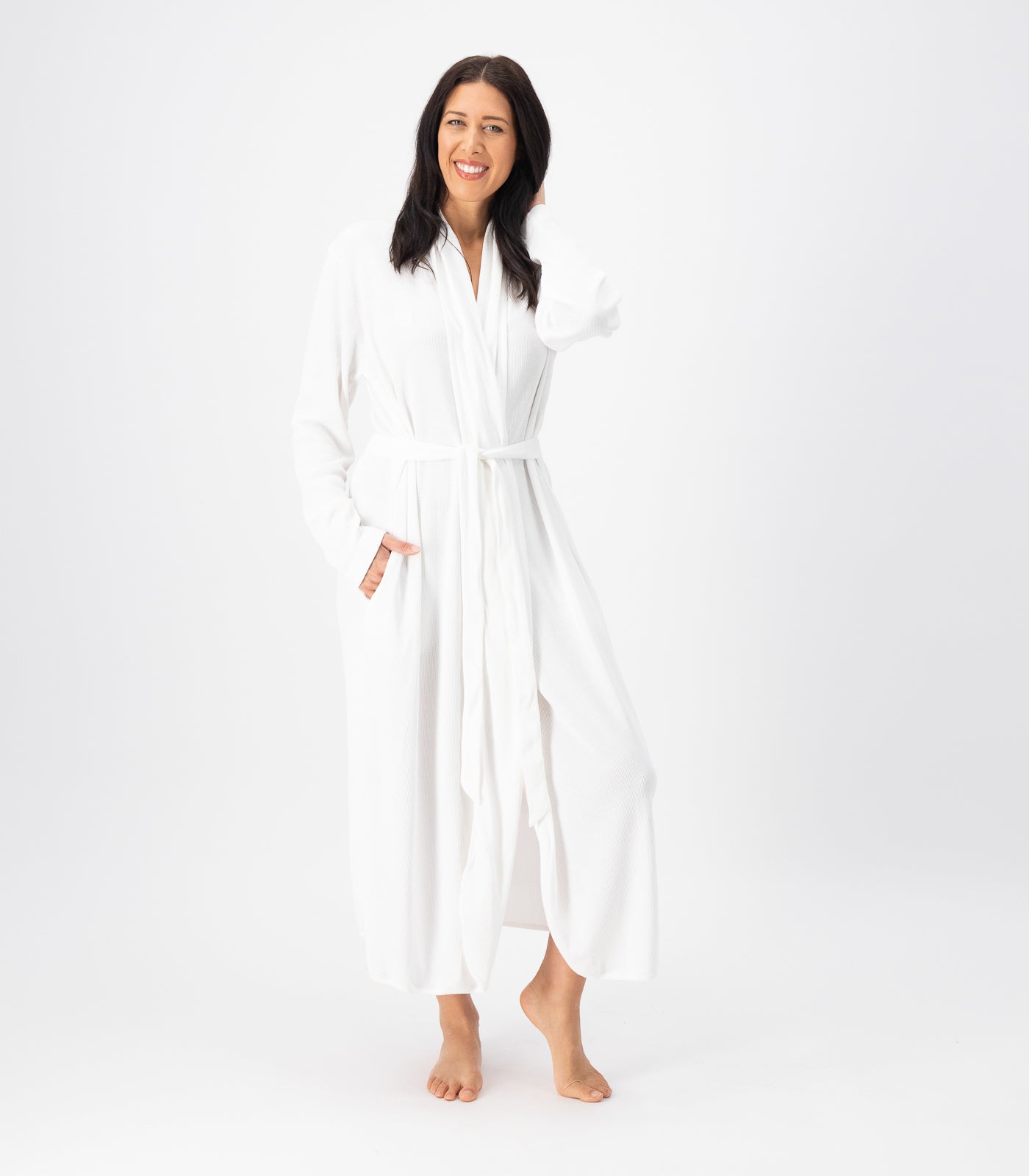 Bhumi Organic Cotton - Waffle Robe - White