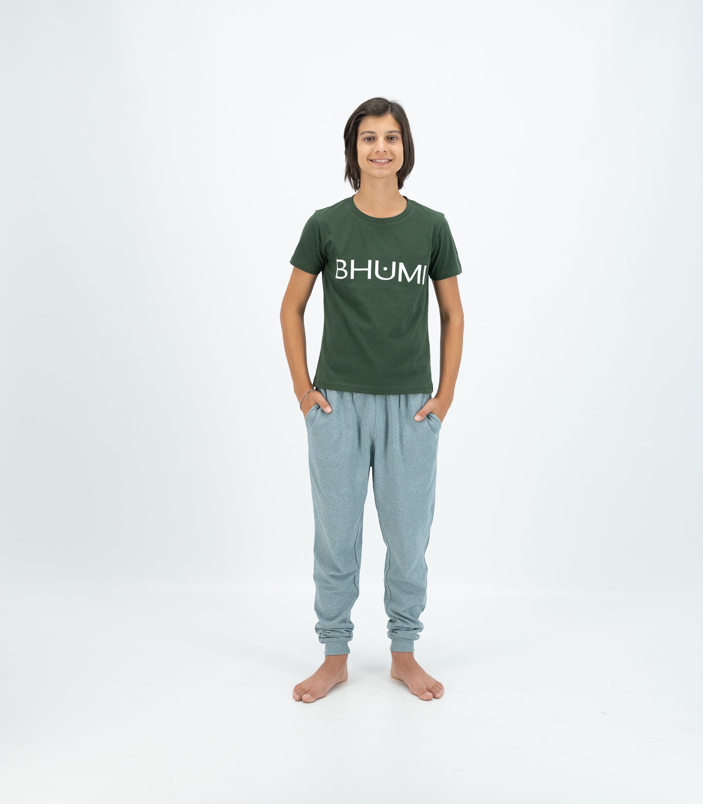 Bhumi Organic Cotton - Kids Basic Tee - Logo  - Kombu Green