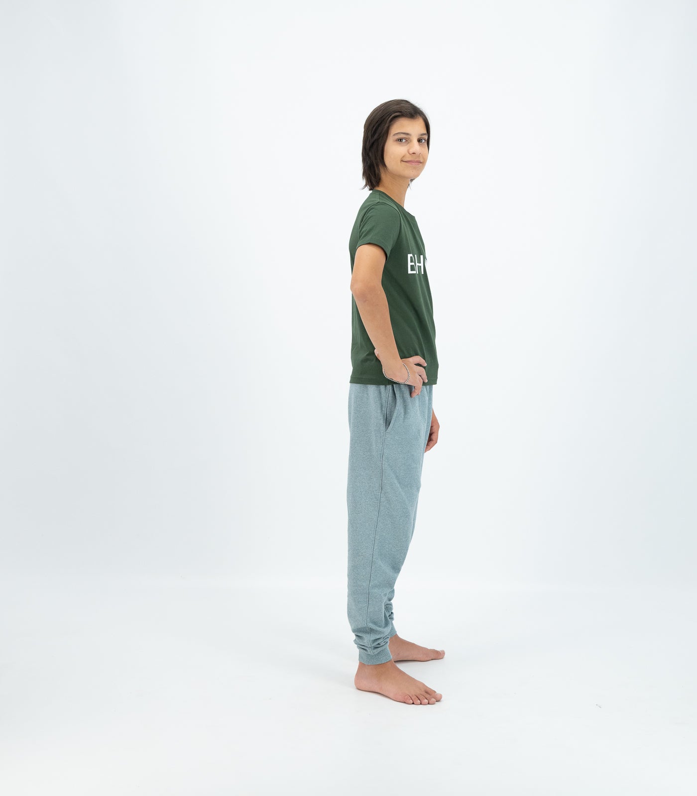 Bhumi Organic Cotton - Kids Basic Tee - Logo  - Kombu Green