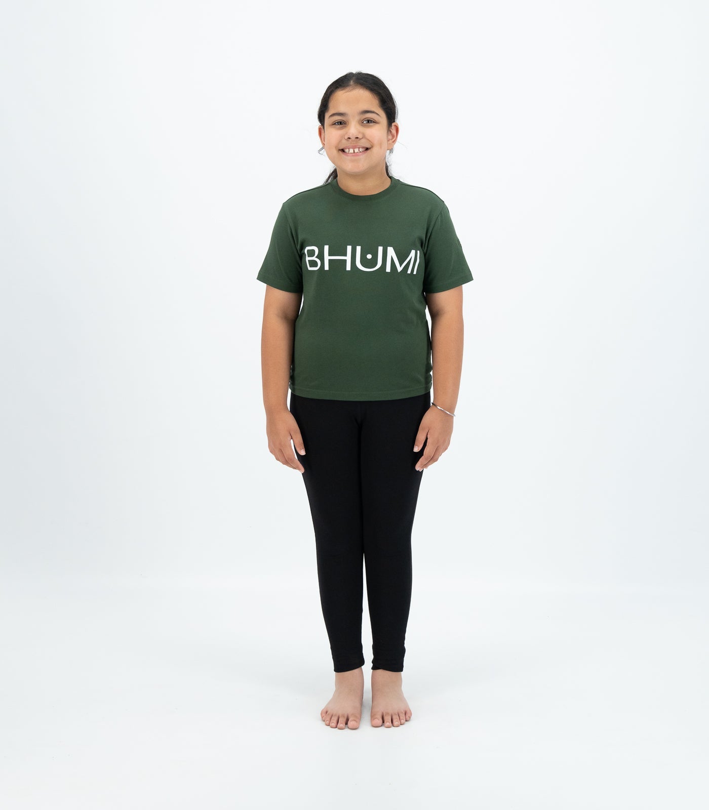 Bhumi Organic Cotton - Kids Basic Tee - Logo  - Kombu Green