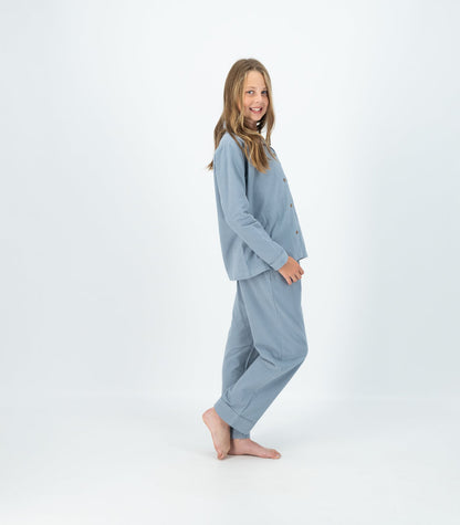 Bhumi Organic Cotton - Kids Flannelette Long PJ Set - Powder Blue