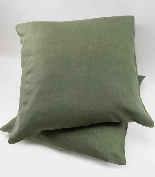 Linen Pillow Cases (pair) - European - Bronze Green