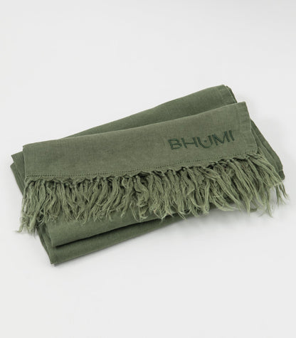 Bhumi Organic Cotton- Linen Throw - Bronze Green