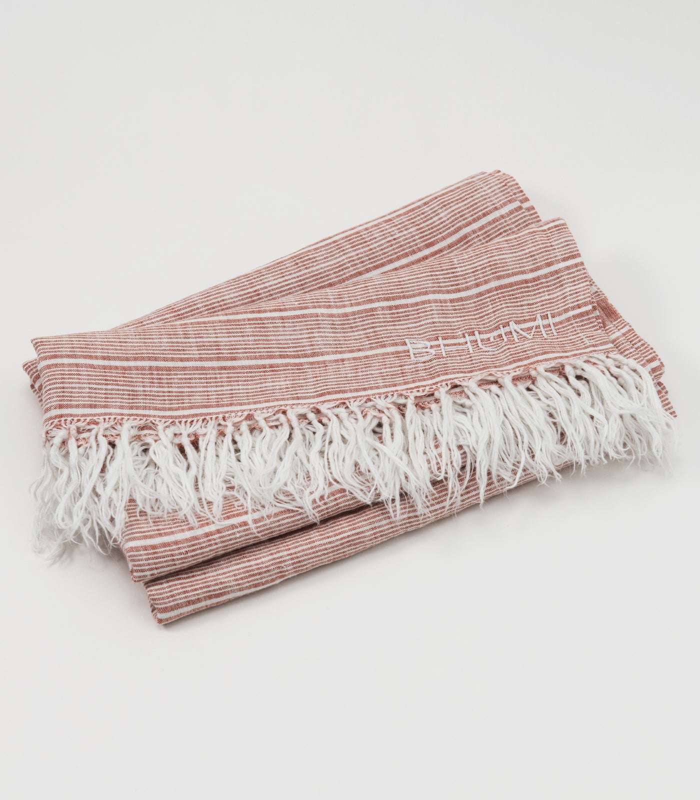 Bhumi Organic Cotton- Linen Throw - Rust Stripe