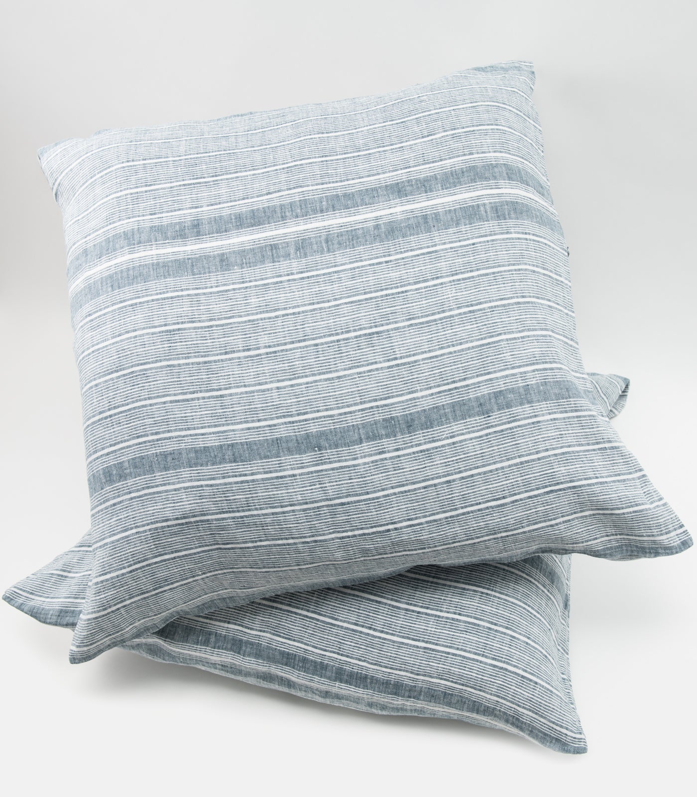 Linen Pillow Cases (pair) - European - Indian Teal Stripe