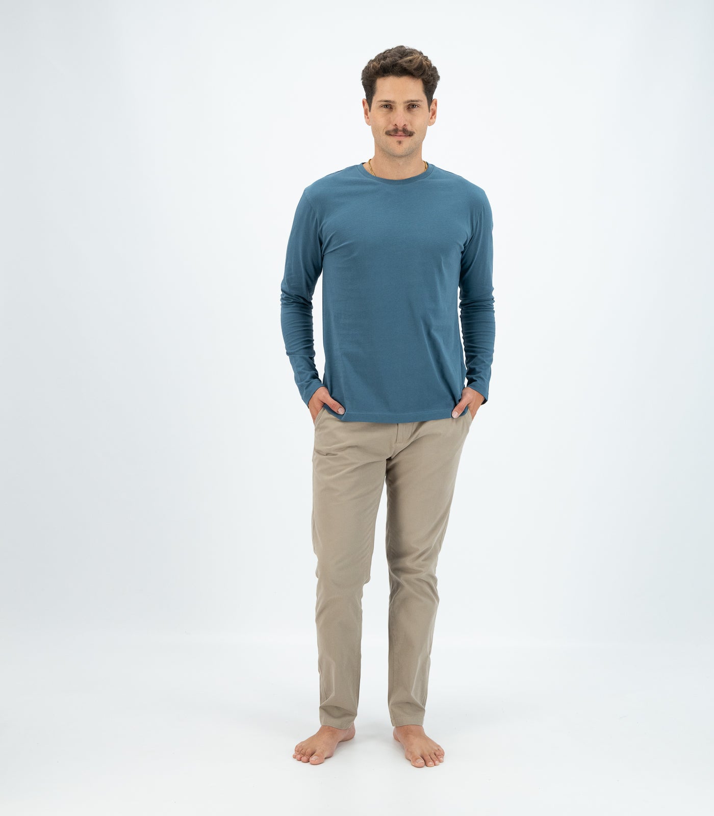 Bhumi Organic Cotton - Men's Basic Long Sleeve Shirt - Indian Teal