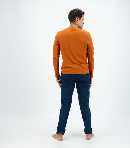 Bhumi Organic Cotton - Men's Henley Long Sleeve Shirt - Cinnamon