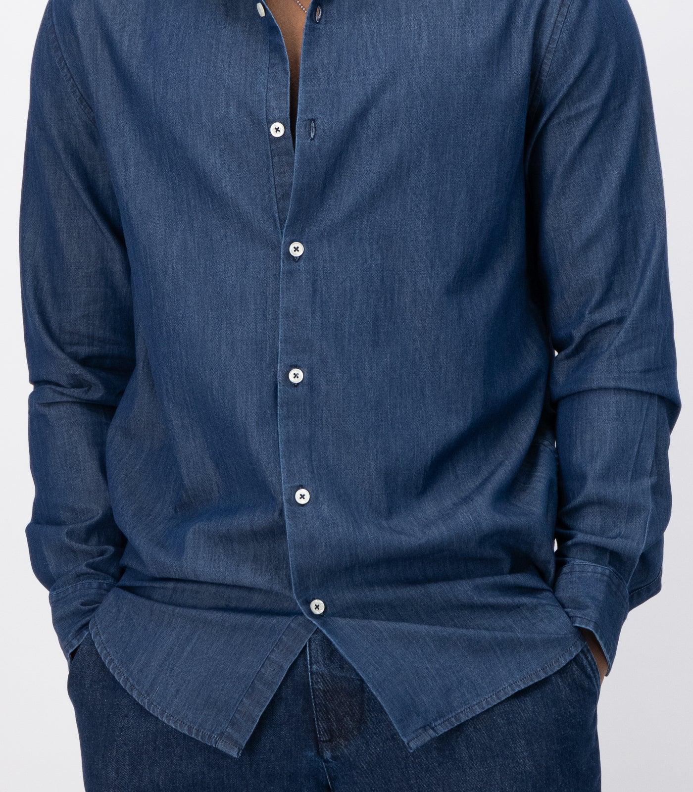 Bhumi Organic Cotton -Men's Denim Long Sleeve Shirt - Denim