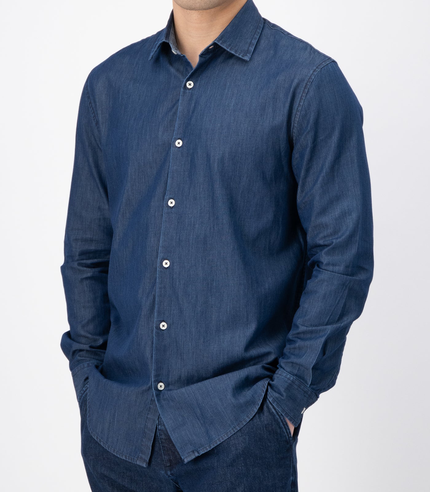 Bhumi Organic Cotton -Men's Denim Long Sleeve Shirt - Denim