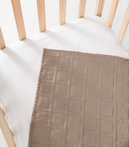 Bhumi Organic Cotton - Baby Quilted Blanket - Lattice Design - Golden Taupe