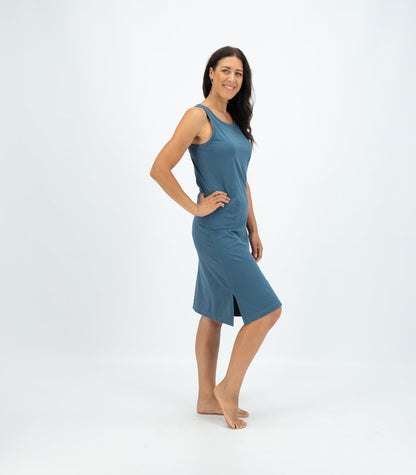 Bhumi Organic Cotton - Long Singlet Dress - Indian Teal