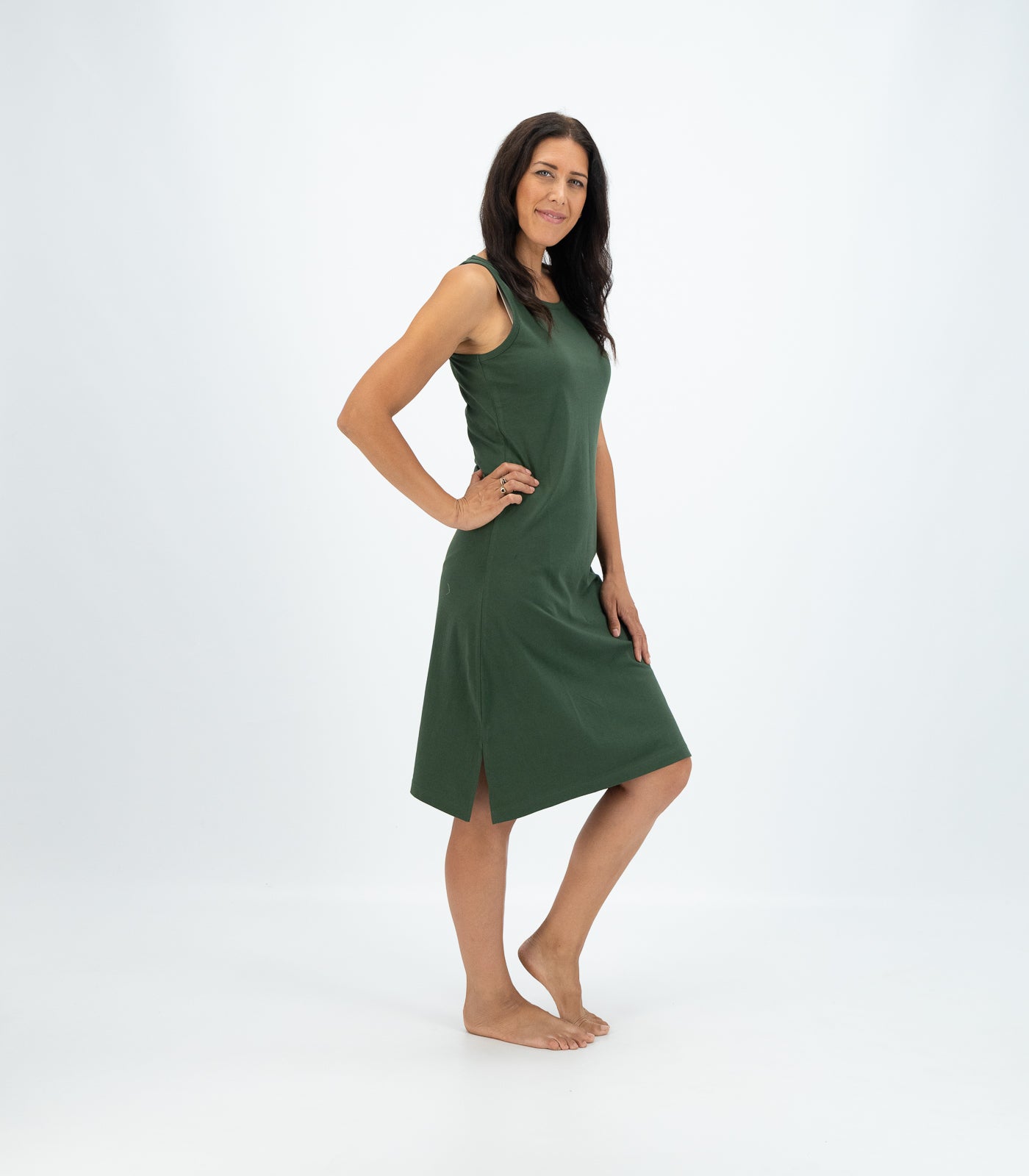 Bhumi Organic Cotton - Long Singlet Dress - Kombu Green