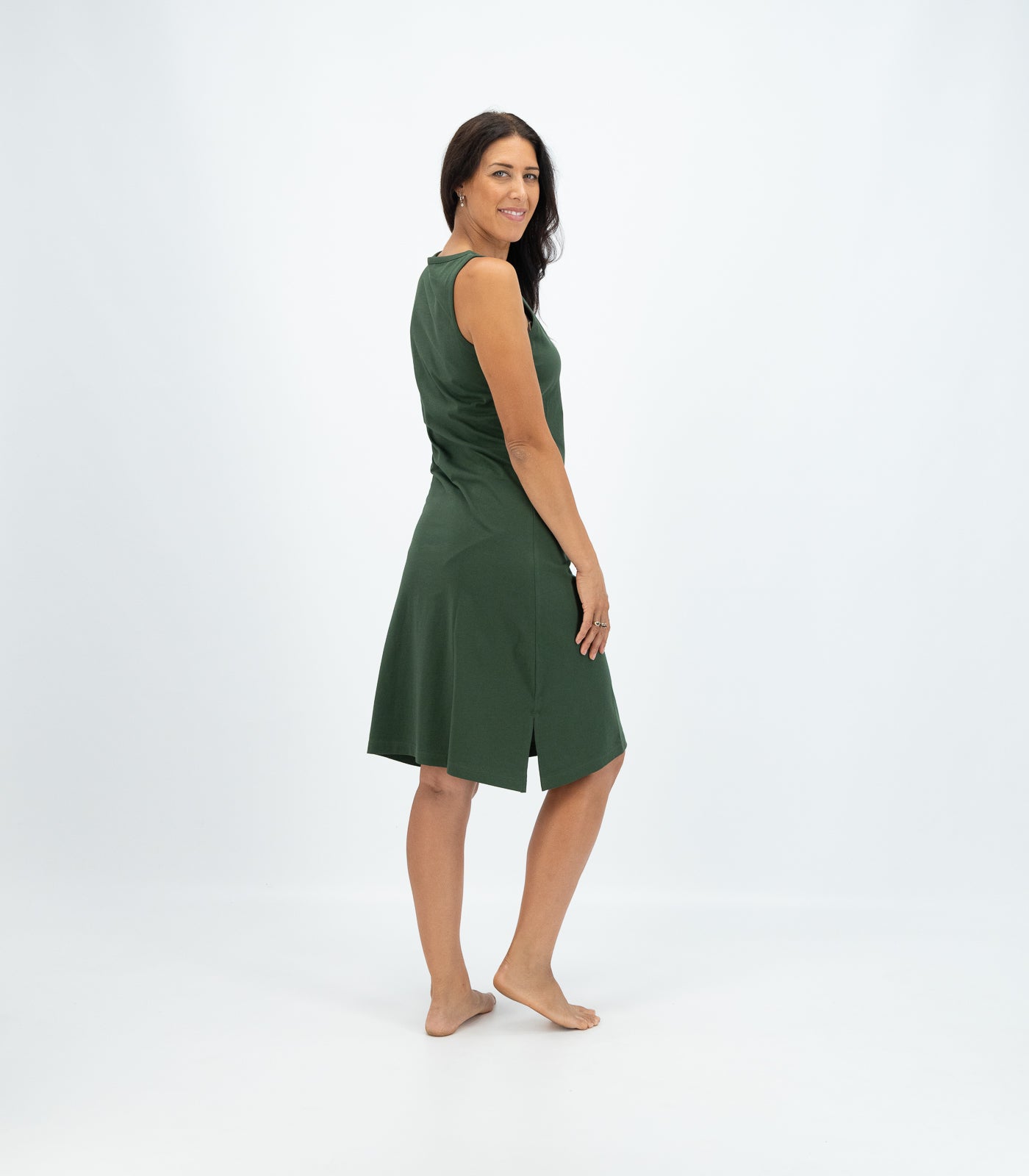 Bhumi Organic Cotton - Long Singlet Dress - Kombu Green