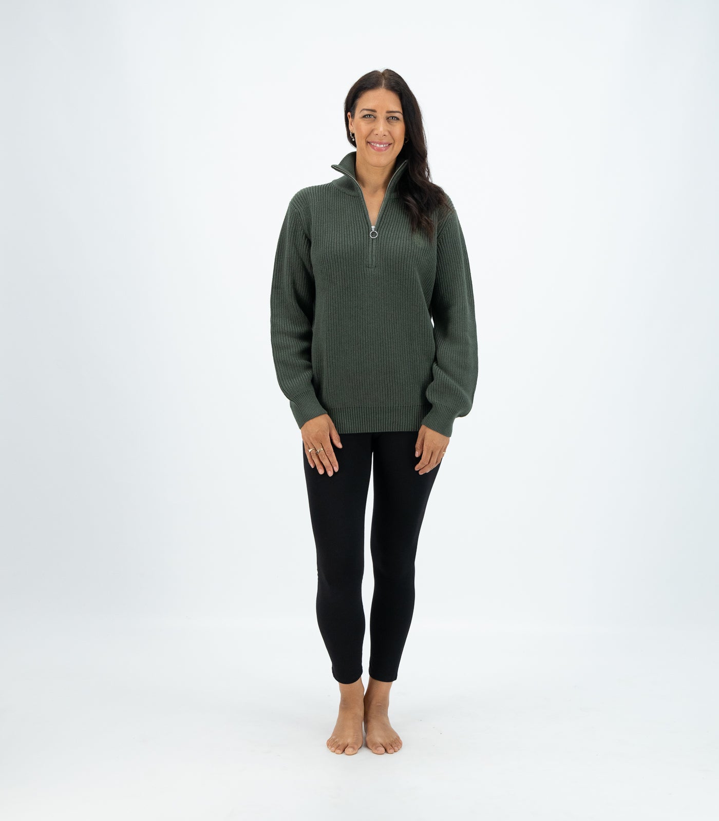 Bhumi Organic Cotton - Zip Sweater - Olive