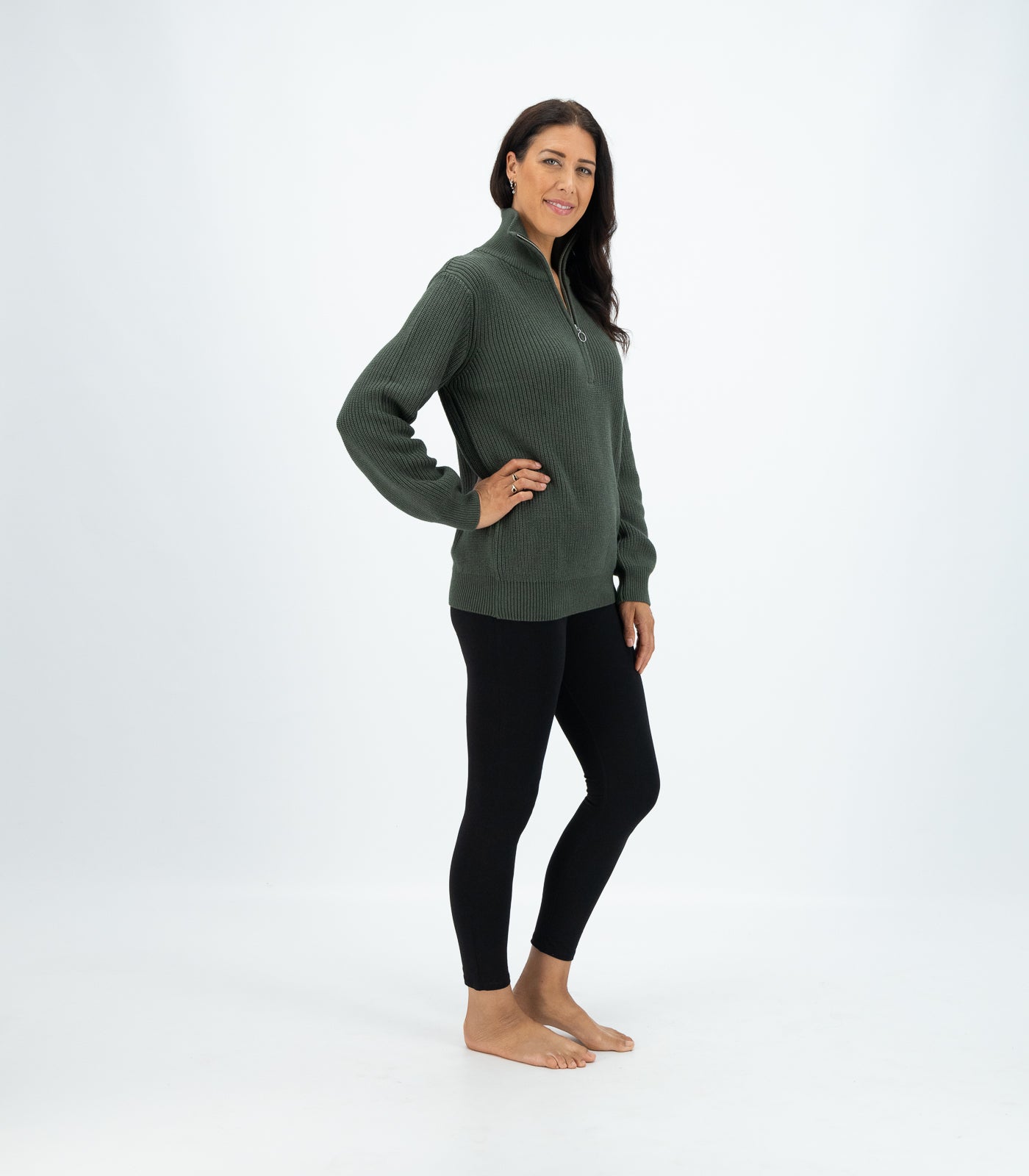 Bhumi Organic Cotton - Zip Sweater - Olive